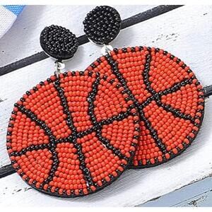 Beaded Basketball Earrings